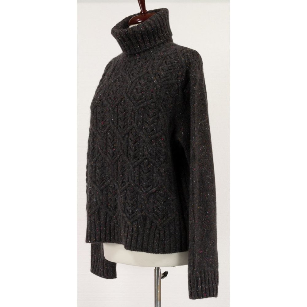 LORO PIANA 100% BABY CASHMERE DARK GRAY W/MULTI COLOR SPECKS TURTLENECK - Picture 2 of 7